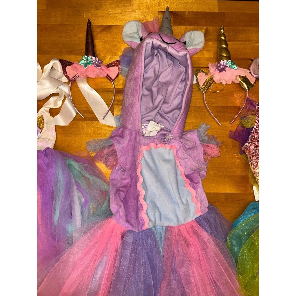 Girls Set of 3 Unicorn Costumes and Headbands Size Small/6 - Picture 5 of 7
